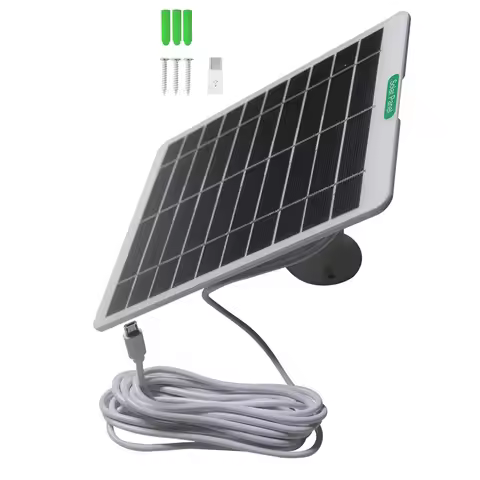 Waterproof 5W Solar Panel 5V with Type C Output Charger for Ring Blink Eufy Arlo Doorbell CCTV Camer