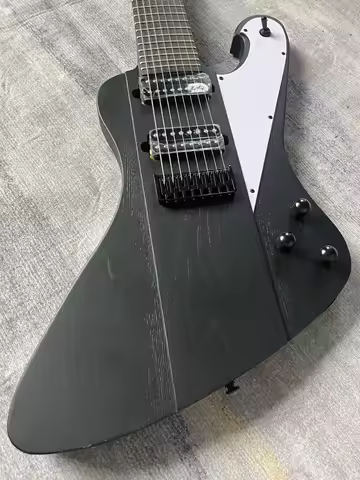 Chinese Electric Guitar 8 String Matte Black Color white pickguard fixed bridge