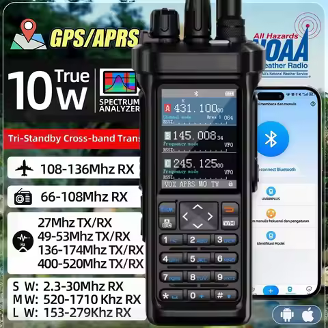 GPS APRS Walkie Talkie Long Range 10W Professional Walkie Talkie Shortwave HF Radio VHF UHF AM/FM/CB