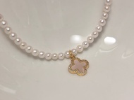 四葉草 天然淡水BABY珍珠 白貝母 是25銀14注金 項鏈