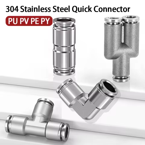 10pcs PU PV PE PY 304 Stainless Steel Metal Pneumatic Quick Coupling 4 6 8 10 12 High Pressure Air P