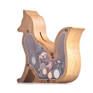 FOX baby girl piggy bank Montessori wooden toy Custom coin bank