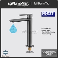 Pozzi x sgPlumbMart Gun Metal Grey Tall Basin Tap X321LGG Bathroom Wash Basin Cold Faucet Tap