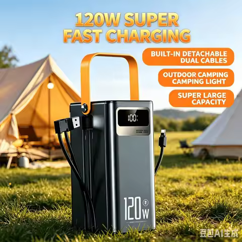 High Capacity 30000mAh / 60000mAh Power Bank, 120W Quick Charge External Battery Pack with LED Light