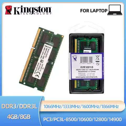 Kingston Laptop Ram DDR3 DDR3L 8GB 4GB 1066Mhz 1333Mhz 1600Mhz 1866Mhz SODIMM PC3-8500 10600 12800 N