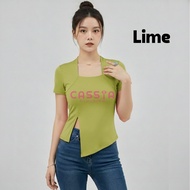 Cassia Clothing | Atasan Wanita Square Neck Lengan Pendek / Kaos Wanita Kekinian Terbaru 3355