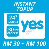 Yes Prepaid Instant Topup RM 30 ~ RM 100