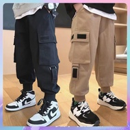 Ready StockSeluar Budak Lelaki Handsome Loose Cargo Boy Pants Soft Comfortable Casual Kids Pants Boy