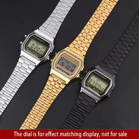 Vintage Small Square Metal Watch Band for CASIO A159w-n1 A158WA A168 Strap Stainless Steel Bracelet 