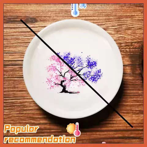Magic Sakura Sake Cup and Bowl Temperature Controlled Discoloration Decorative Bowl Japanese Rice Bo