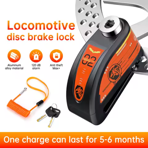 120dB Motorcycle Disc Lock Bike Wheel Padlock Waterproof Scooter Motorcycle Alarm Lock Anti-Theft Pa