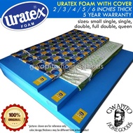 Uratex Foam with Cover 2 / 3 / 4 / 5 / 6 inches thick 100% Original ( 30x75 / 36x75 / 48x75 / 54x75 / 60x75 ) ( single / double / queen / family ) uratex - bed - foam - mattress - futon ( gwapito home goods / gwapitohomegoods )