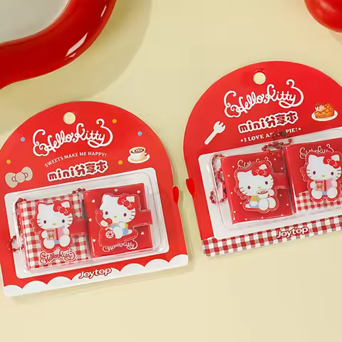 Genuine 2Pcs/Set Sanrio Hello Kitty Memo Pad Cute Portable Note Book Diary Planner Stationery Gift S