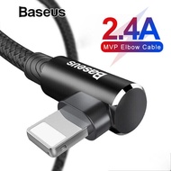 Baseus 90องศาสาย USB สำหรับ iPhone 14 13 12 Pro Max X XR Xs Max 7 8บวกสายชาร์จอย่างรวดเร็วสำหรับ iPad USB สายชาร์จ L ประเภทโทรศัพท์มือถือสายเคเบิลข้อมูล