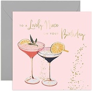 Old English Co. Lovely Niece Birthday Card - Special Female Birthday Card - Fabulous Pink Purple Coc