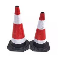 Traffic Road Cone Red White, Rubber Traffic Cone with Black Base Traffic Cone