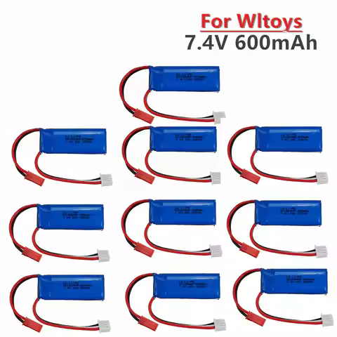 1-10Pcs 7.4V 600mAh Lipo Battery for WLtoys K969 K979 K989 K999 P929 P939 RC Car Parts 2s 7.4v Batte