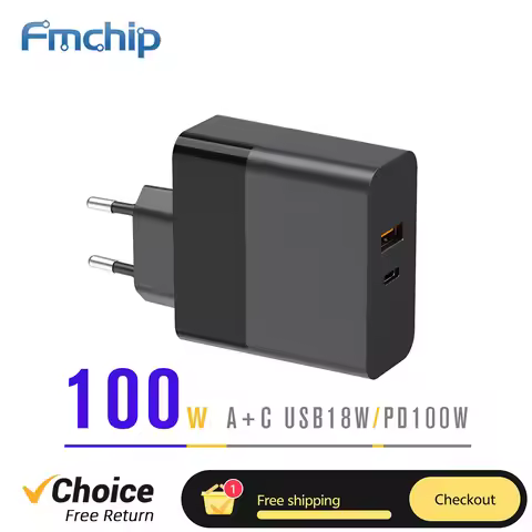 FMchip 100W GaN Adapter USB Type C Caricabatterie PD 3.0 QC 3 Quick Charge USB-A for TS101 HS-01 Sol