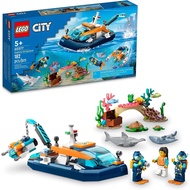 LEGO City Explorer Diving Boat 60377 Ocean Building Toy Includes a Coral Reef Setting Mini-Submarine