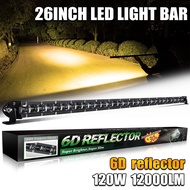 9610Z-Y LED Light Bar 3000K Yellow Light 26Inch 12V 24V Single Range LED Beam Driving Light 6D Fog L
