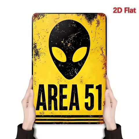 [Area 51 Retro Sign] , Alien Warning, Area 51 Retro Sign - " Art Wall Decor for Bedroom, Office, Liv