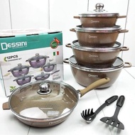 [Original] Dessini Granite Set 12 Pcs - Periuk Ajaib - Cookware Set - Non Stick- Deep Fry- Pan - Ste