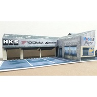 โมเดลกระดาษอู่ซ่อมรถ abc original ประกอบเอง diorama 1/64 ฉากจำลอง