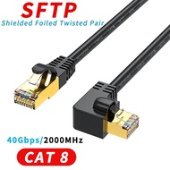 Cat8 Ethernet Cable SFTP 40Gbps 2000MHz Cat 8 RJ45 Network Lan 90 Degree UP/Downward Angle Internet 