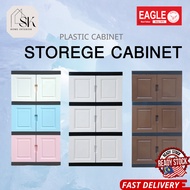 AGLE DIY Plastic Storage Cabinet/Wardrobe/Almari Baju/Almari Serbaguna 3 Tiers with swing doors