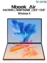 N-one Nbook Air 雙觸控屏筆記型電腦,16gb Lpddr4+512gb Ssd,intel N100 (最高3.4ghz),虛擬鍵盤,13.5''+13.5'' 2256*1504 Srgb 100%觸控螢幕便攜式輕薄筆記型電腦,360°c可轉換式觸控筆記型電腦,type-c