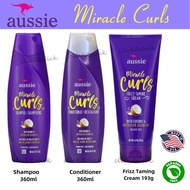 Ready Stock Aussie Miracle Curls Shampoo/ Conditioner/ Frizz Taming Cream-Coconut & Jojoba Oil