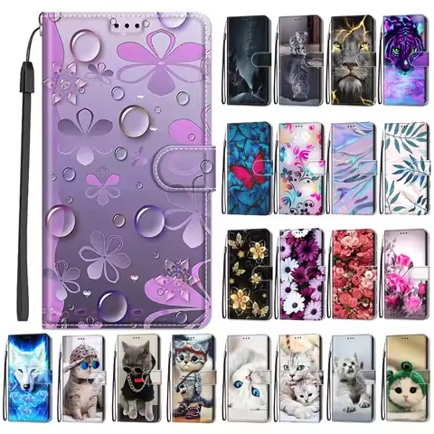 Flower Pattern Flip Case For OPPO A74 4G 6.43" CHP2219 Wallet Leather Phone Cases Stand Book Cover F