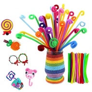100pcs 6mm Colorful Dense Fuzzy Wire Pipe Cleaner Craft Flower Chenille Stem Colorful Fuzzy Wire Set