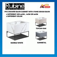 RUBINE BATHROOM WATERPROOF PVC DRAWER BASIN CABINET IN 60CM , 70CM OR 80CM