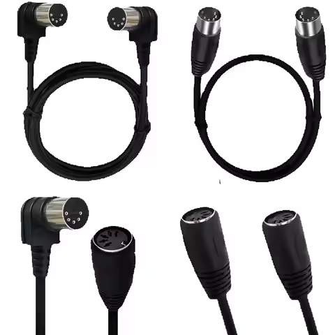0.5M-5M 90 Degree MIDI DIN 5PIN Male to Male Plug 5 Pin DIN Audio Extension Male Female to Female Ca
