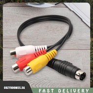 [cozyroomss.sg] 4 Pin S-Video To 3 RCA Composite Video Cable 28 Cm/11 Inch Video Composite Extension