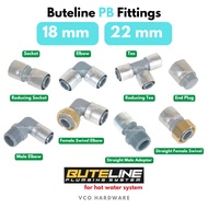 [ 18 & 22 MM ] Buteline PB Fittings for Hot Water System / Socket Elbow Tee MTA FTA MB FB End Plug L