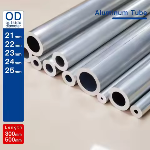 Aluminium Tube OD21-25mm length300mm 500mm Round Aluminum Alloy Pipe Straight Large outer diameter 6