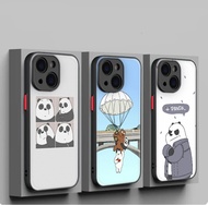 for iPhone 12 13 Plus 14 15 Pro Max dull polish Protective lens soft Case C181 We Bare Bears
