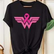 Cancer Ribbon Wonder lady T-Shirt Cancer Awareness Shirt Cancer Survivor Warrior print shirts aesthe
