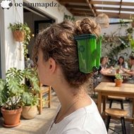 OCEANMAPDZ Trash Can Design Hair Claw, Novelty Funny Dustbin Hair Clip, Unique Green Environmentally