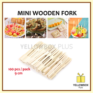 Mini Fork Wooden 100pcs 9cm siomai takoyaki fishball pica pica fruit pick cocktail disposable bamboo