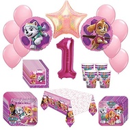Girl Pups Paw Patrol Skye &amp; Everest 1st Birthday Party Pack 52pc