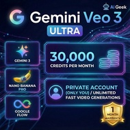 VEO 3 AI ultra, GEMINI DAN FLOW AI (25,000 Credits) Nano Banana Pro (Account)
