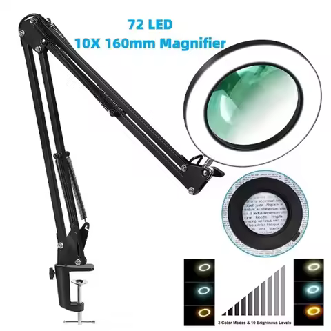 72LED 8X/10X NEW Illuminated Magnifier USB 3 Colors LED Magnifying Glass for Soldering Iron Repair/T