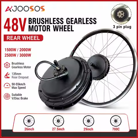 48V 1500W 2000W 3000W Rear Wheel Hub Motor for E-Bike Brushless Gearless Motor Suit 26inch 700C 29IN