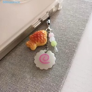 MAURICE Fish Cake Keychain, Pink Squid Roll Japanese Food Taiyaki Pendant, Phone Lanyard Street Food