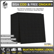 Wallpaper Dinding 3D Hitam (FREE ONGKIR) 70x77cm Tebal 3mm BRICK FOAM BLACK WALLPAPER DINDING BATU B