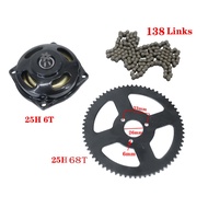 25H clutch drum gearbox sprocket w/ 138 ring chain and rear sprocket for Mini Moto 47cc 49cc dirt bi
