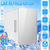 8L Mini Car Fridge Travel Refrigerator Portable 12V AC/DC Powered Cool Heat Cooler And Warmer Box Home Office Freezer